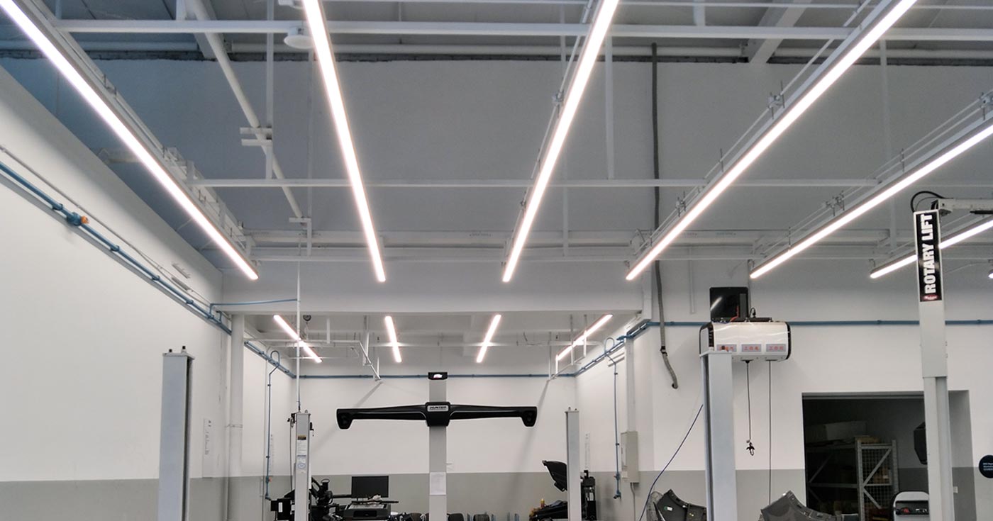 LED Linear Trunking Lights Application in 4S Service Center